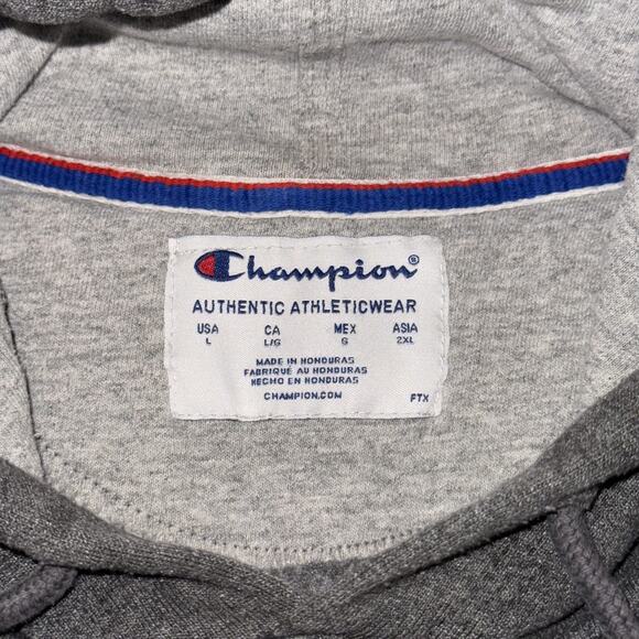 Champion Hoodie Men’s Large Gray Drawstring Kangaroo Pocket Long Sleeve Pullover - Picture 3 of 8